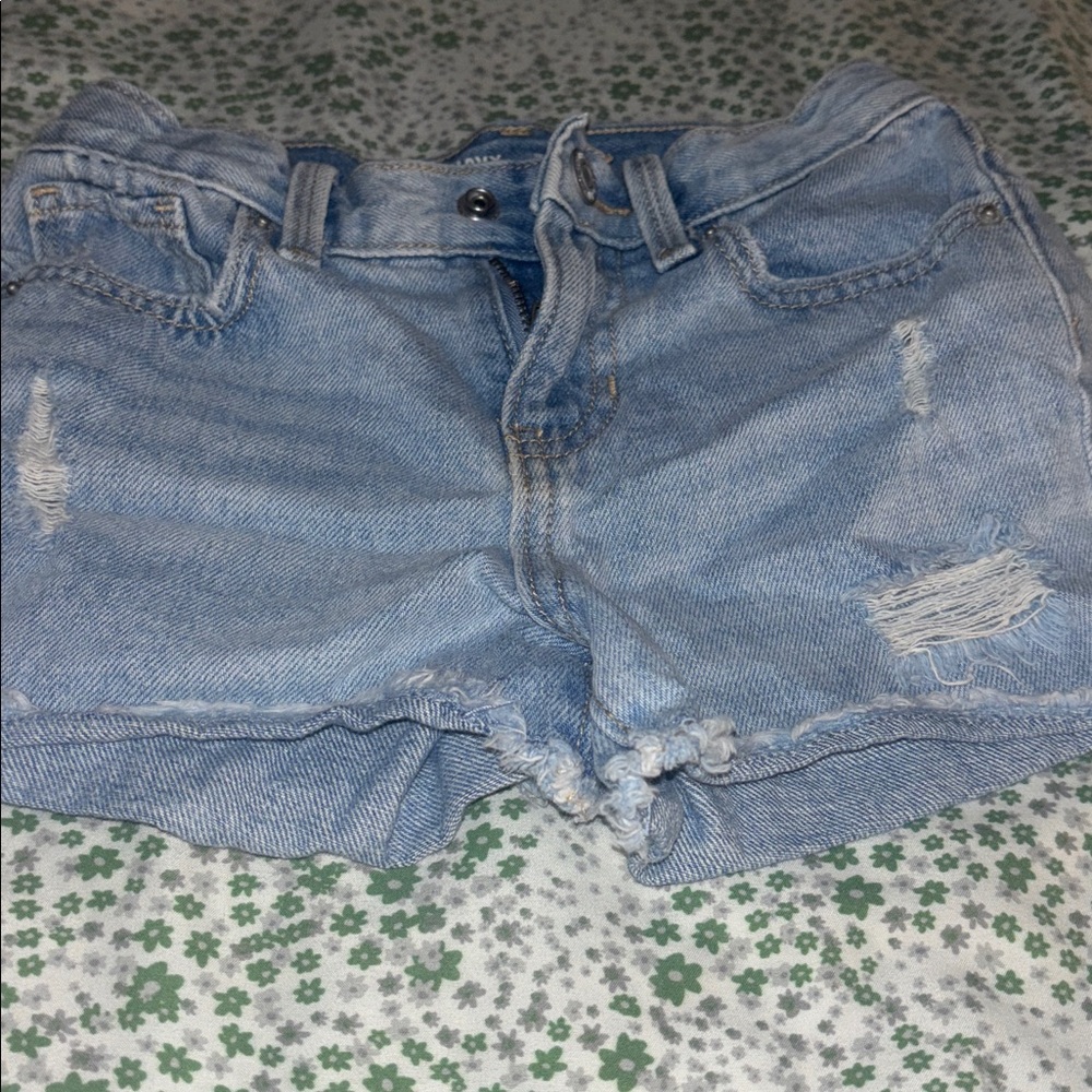 Light Blue Distressed Denim Shorts
